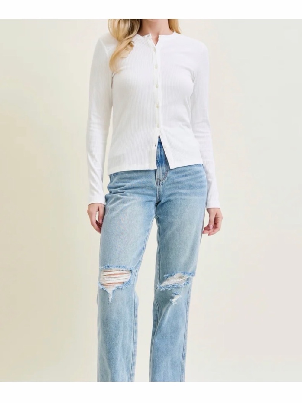 Judy Blue Light Wash Straight Leg Ripped Jeans